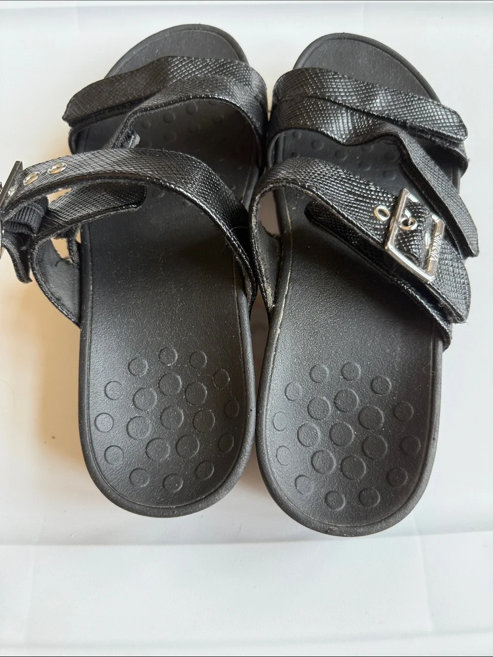 Vionic Black Triple-Strap Buckle Sandals for Kids